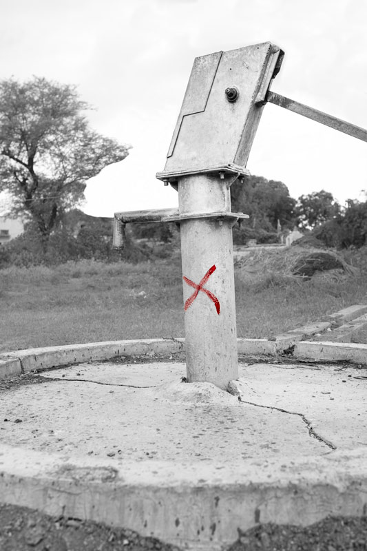 Impediments to enjoyment of Human Right to Water: 'Availability' Norm - Dried-up public handpump in Shivpuri district, Madhya Pradesh